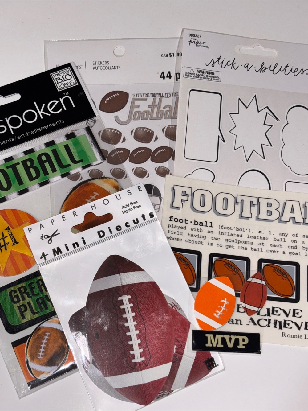Football Sticker & Embellishment Pack Football Scrapbook Football Stickers